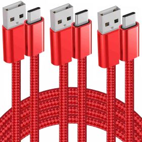 3 Pack 3 6 10FT Braided USB C Type-C Fast Charging Data SYNC Charger Cable Cord