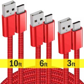 3Pack Braided USB C Type-C 3 6 10FT Fast Charger Cable Cord Charging SYNC Data