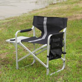 1-piece Padded Folding Outdoor Chair with Side Table and Storage Pockets,Lightweight Oversized Directors Chair for indoor, Outdoor Camping, Picnics an