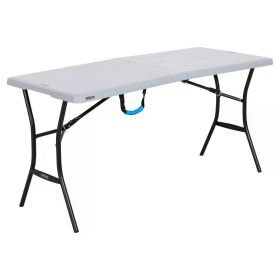 Furniture Free Shipping Portable Foldable Table 5-Foot Fold-in-Half Table Gray Portable Folding Tables Furnitures Camping desk