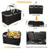 Large capacity insulated basket picnic bag picnic basket foldable shopping bag preservation bag lunch bag, Black