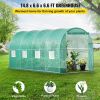 VEVOR Walk-in Tunnel Greenhouse, 14.8x6.6x6.6 ft Portable Plant Hot House w/ Galvanized Steel Hoops, 1 Top Beam, Diagonal Poles, Zippered Door & 8 Rol