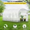 VEVOR Walk-in Tunnel Greenhouse, 15 x 7 x 7 ft Portable Plant Hot House w/ Galvanized Steel Hoops, 1 Top Beam, Diagonal Poles, Zippered Door & 8 Roll-