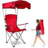 Camp Chairs, Foldable Beach Canopy Chair, Heavy Duty Sun Protection Camping Lawn Canopy Chair with Cup Holder for Outdoor Beach Camp Park Patio-Red