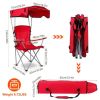 Foldable beach canopy chair, sun protection camping lawn canopy chair, 330LBS load folding seat, red