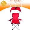 Foldable beach canopy chair, sun protection camping lawn canopy chair, 330LBS load folding seat, red