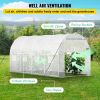 VEVOR Walk-in Tunnel Greenhouse, 15 x 7 x 7 ft Portable Plant Hot House w/ Galvanized Steel Hoops, 1 Top Beam, Diagonal Poles, Zippered Door & 8 Roll-