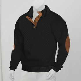 Stand Collar Long Sleeve Jacquard Knitted Pullover Sweater (Option: Black-S)