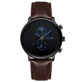 Leather Belt Two Eye Ultra-thin Quartz Men's Watch (style: B)