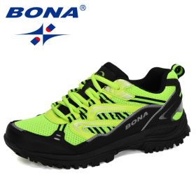 BONA 2022 New Designers Popular Sneakers Hiking Shoes Men Outdoor Trekking Shoes Man Tourism Camping Sports Hunting Shoes Trendy (Color: Charcoal grey Fgreen, size: 9)