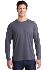 Sport-Tek PosiCharge Long Sleeve Tri-Blend Wicking Raglan Tee ST400LS (Color: True Navy Heather, size: XS)