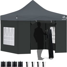 Gazebo 10x10 Pop Up With 4 Removable Sidewalls Commercial Heavy Duty Instant Tent Full Waterproof Outdoor Party Tents Canopy (Color: 10x10   Gray)