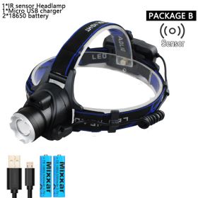 zk30 Body Motion IR Sensor head light V6 LED Headlamp zoomable headlight Inductive bright head lamp camping/fishing headlight (Body Color: T VI, Emitting Color: B)