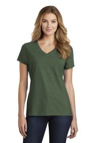 Port & Company Ladies Fan Favorite Blend V-Neck Tee LPC455V (Color: Forest Green Heather, size: S)