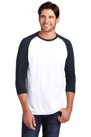 District Perfect Tri 3/4-Sleeve Raglan DM136 (Color: New Navy/ White, size: 2XL)