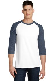 District Very Important Tee 3/4-Sleeve Raglan DT6210 (Color: Heathered Navy/ White, size: XL)