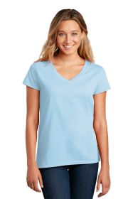 District Women's Re-Tee V-Neck DT8001 (Color: Crystal Blue, size: XXL)