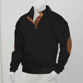 Stand Collar Long Sleeve Jacquard Knitted Pullover Sweater (Option: Black-M)