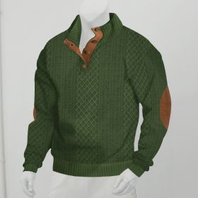 Stand Collar Long Sleeve Jacquard Knitted Pullover Sweater (Option: Army Green-XXXL)